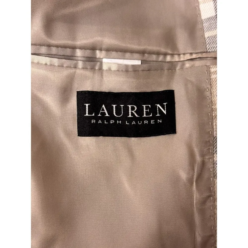 Lauren Ralph Lauren Blazer 40 R Mens 100% Linen Plaid Jacket